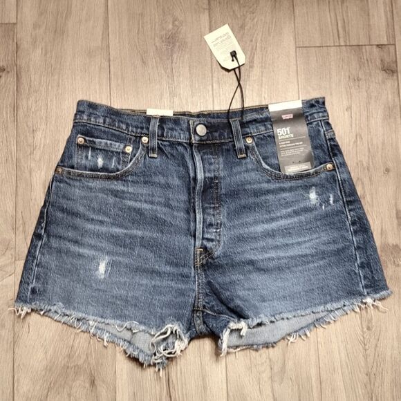 Levi's Premium 501 Original Style High Rise Button Fly Denim Jean Shorts Size 29 - Picture 1 of 7